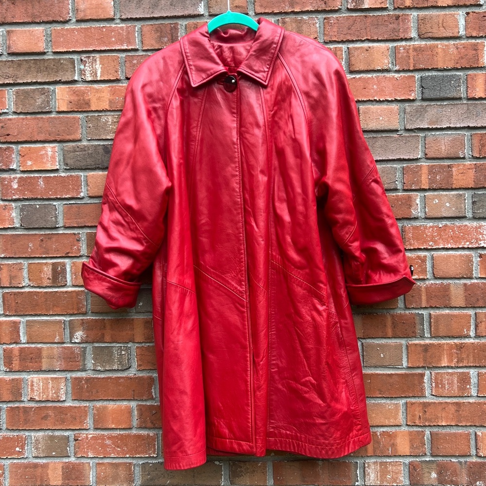 Siena New York Women's Red Leather Coat Size M